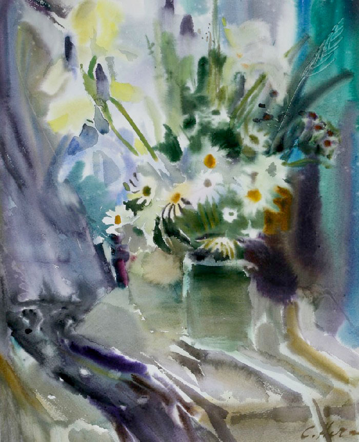 С. Нечай-Сорока. «Іриси». 1990-і рр. Папір, акварель